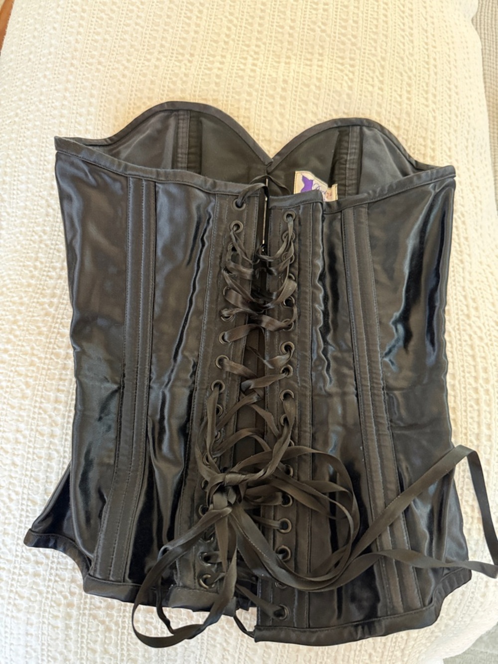 DARK GARDEN OF SAN FRANCISCO Black Sweetheart Satin Corset Size 24 - Picture 4 of 11